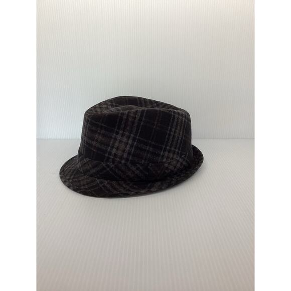 Free Authority Black Gray Plaid Fedora L/XL - Picture 3 of 5